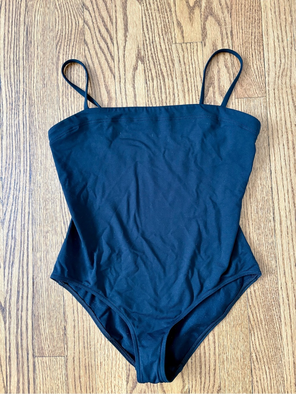 Black One-Piece Swim Suit with Thin Straps